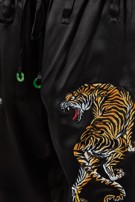 Tiger-embroidered Pyjama Shorts